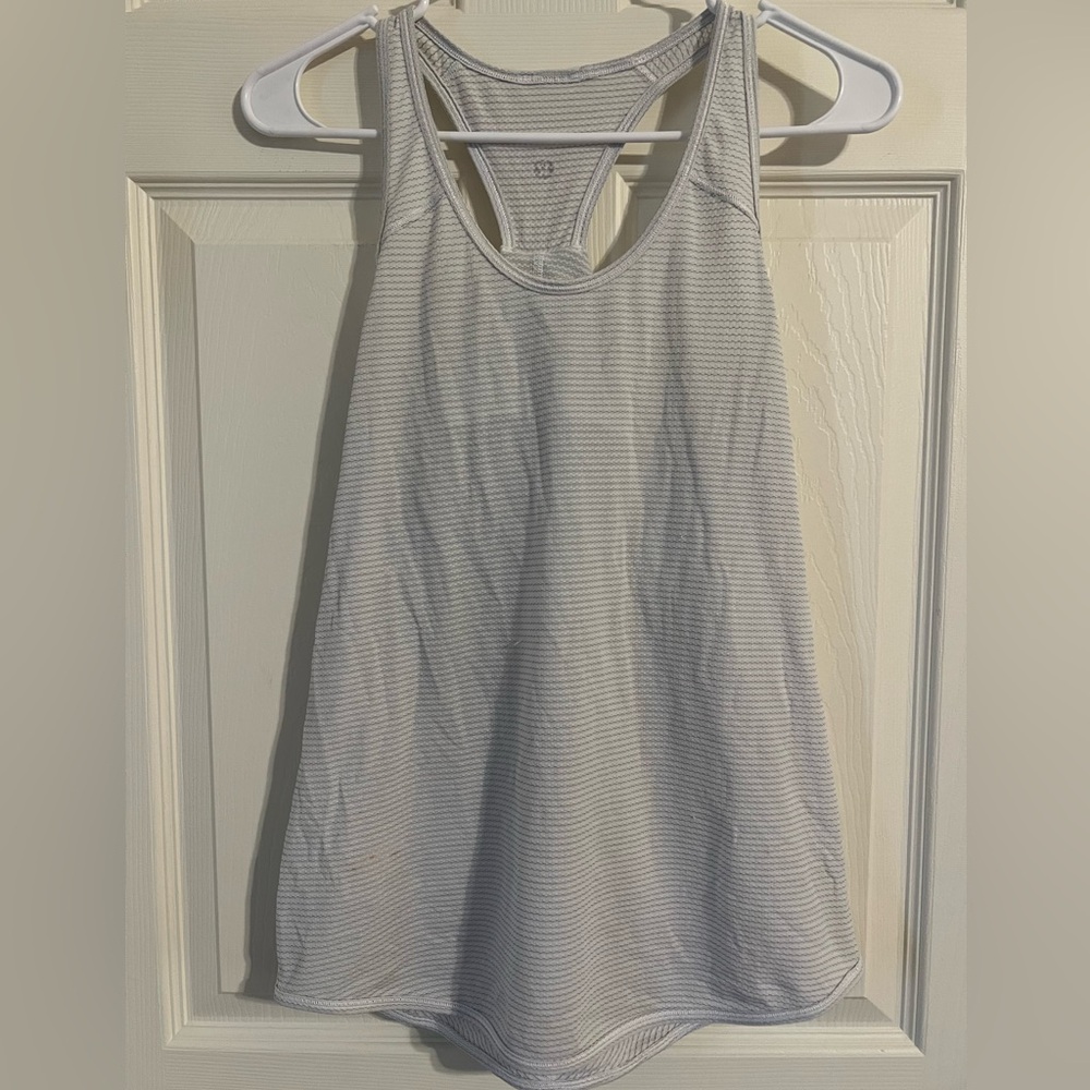Lululemon Athletica Light Gray Striped‎ Tank Top
